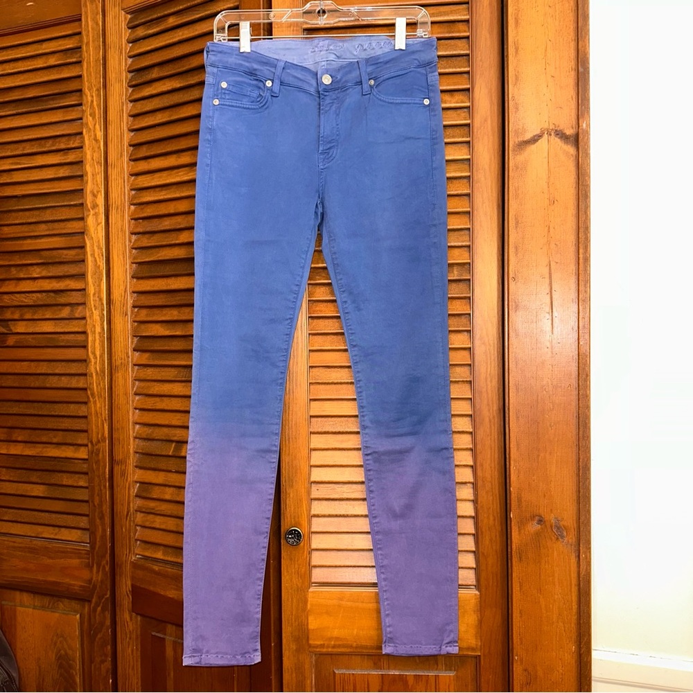 NWOT 7 For All Mankind Gwenevere skinny pants in blue/purple ombré, size 29